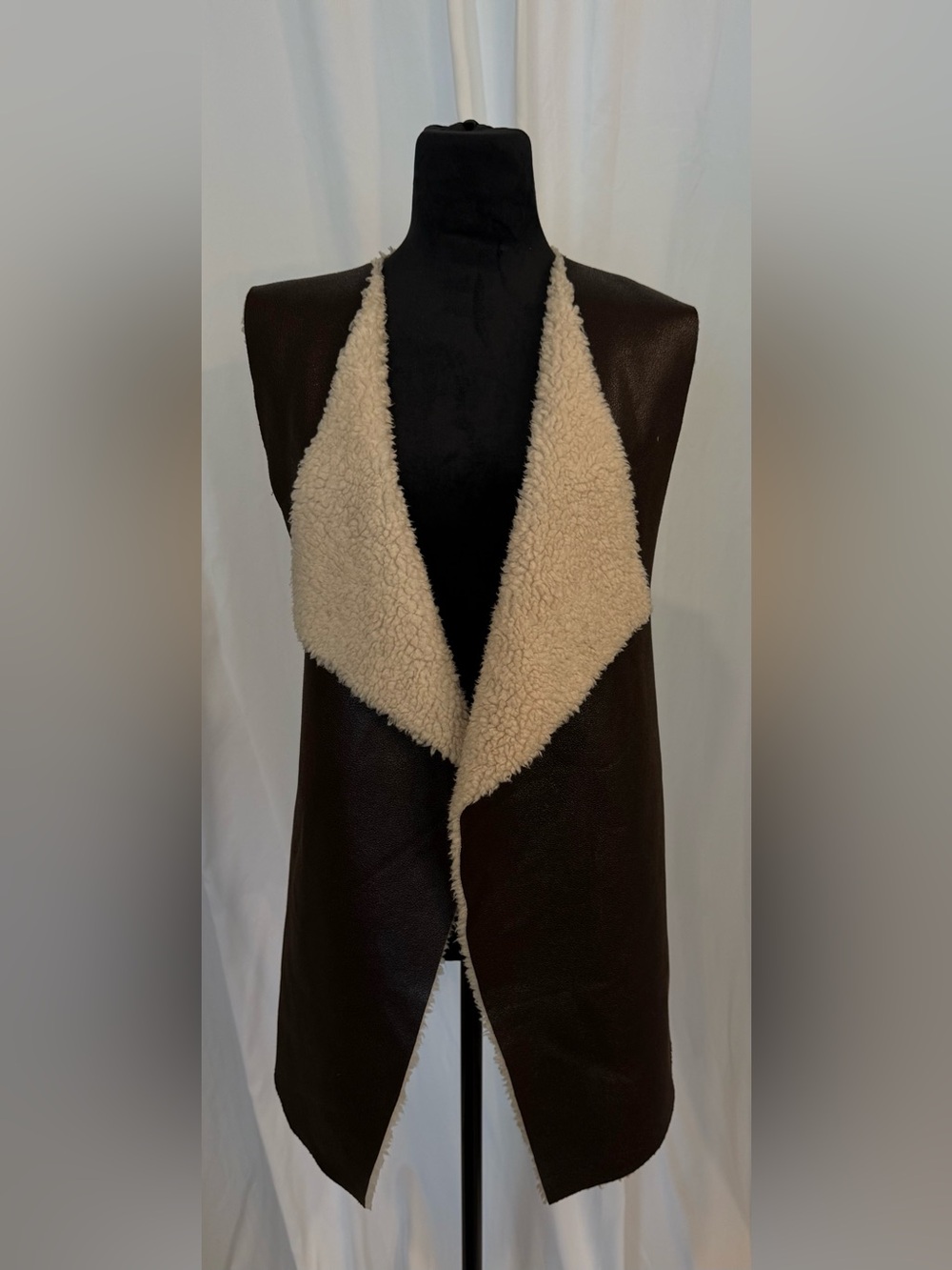 Echo Brown Faux Leather Sherpa Lined Vest